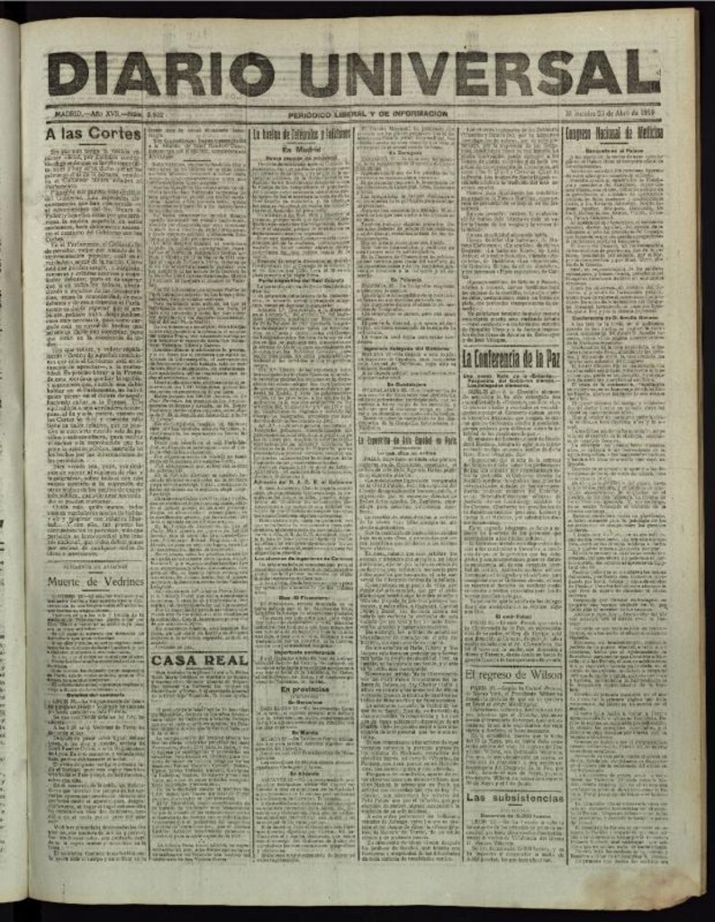 Miniatura de Diario Universal del 23 de abril de 1919