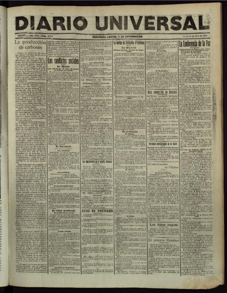 Miniatura de Diario Universal del 24 de abril de 1919