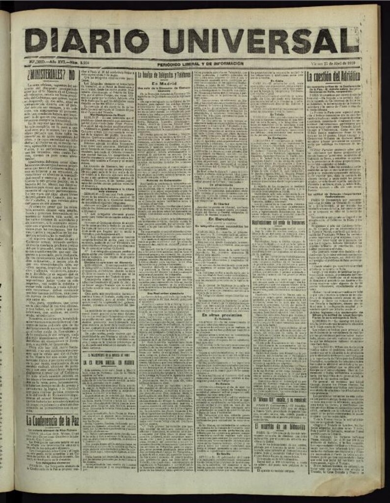 Miniatura de Diario Universal del 25 de abril de 1919