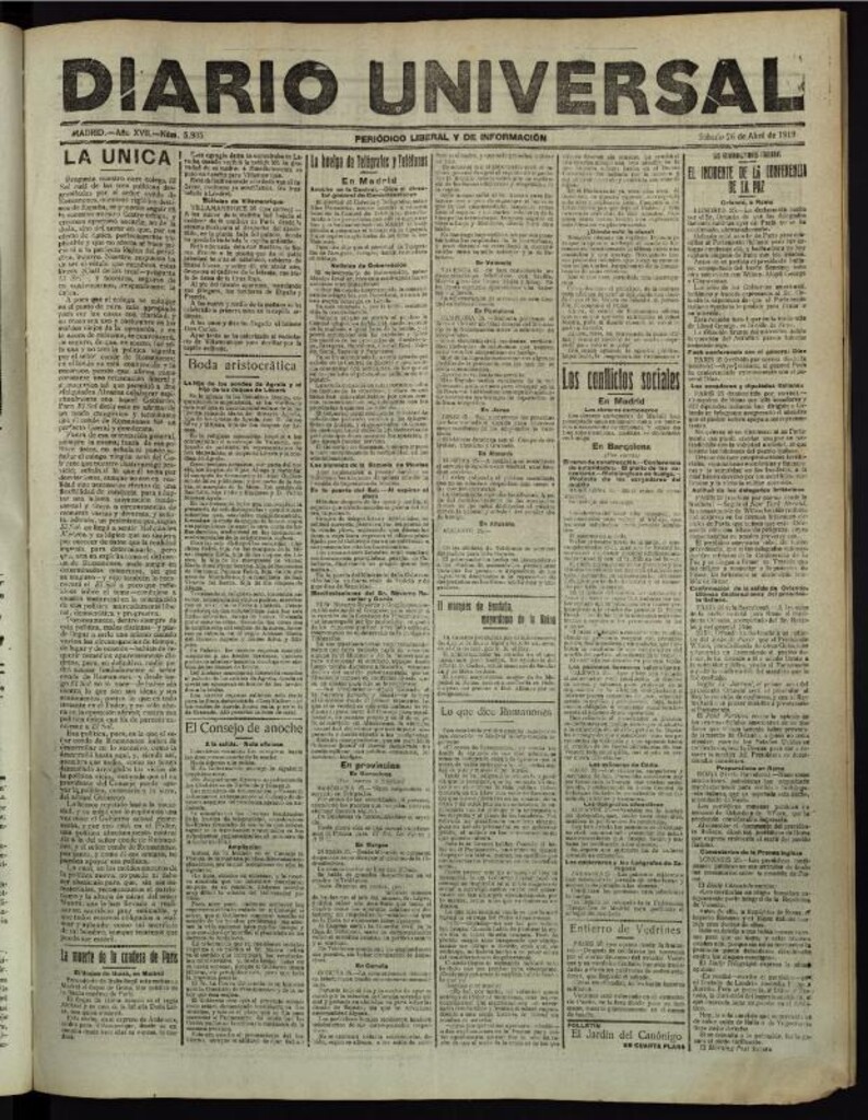 Miniatura de Diario Universal del 26 de abril de 1919