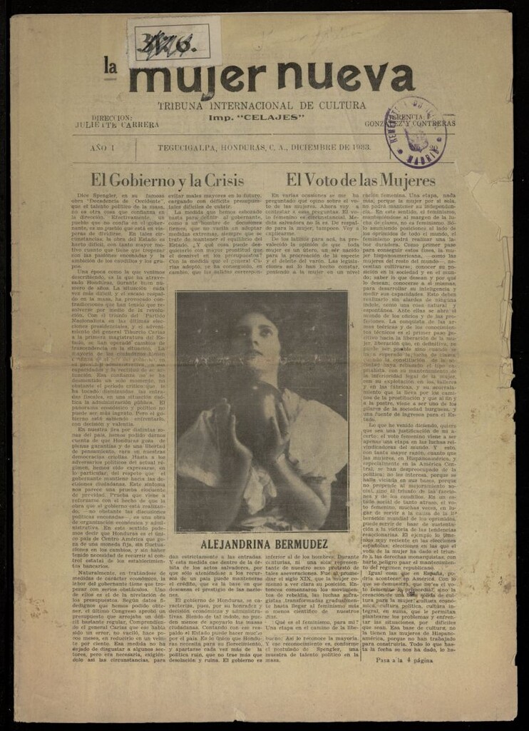 Miniatura de La Mujer Nueva (Tegucigalpa. 1933)