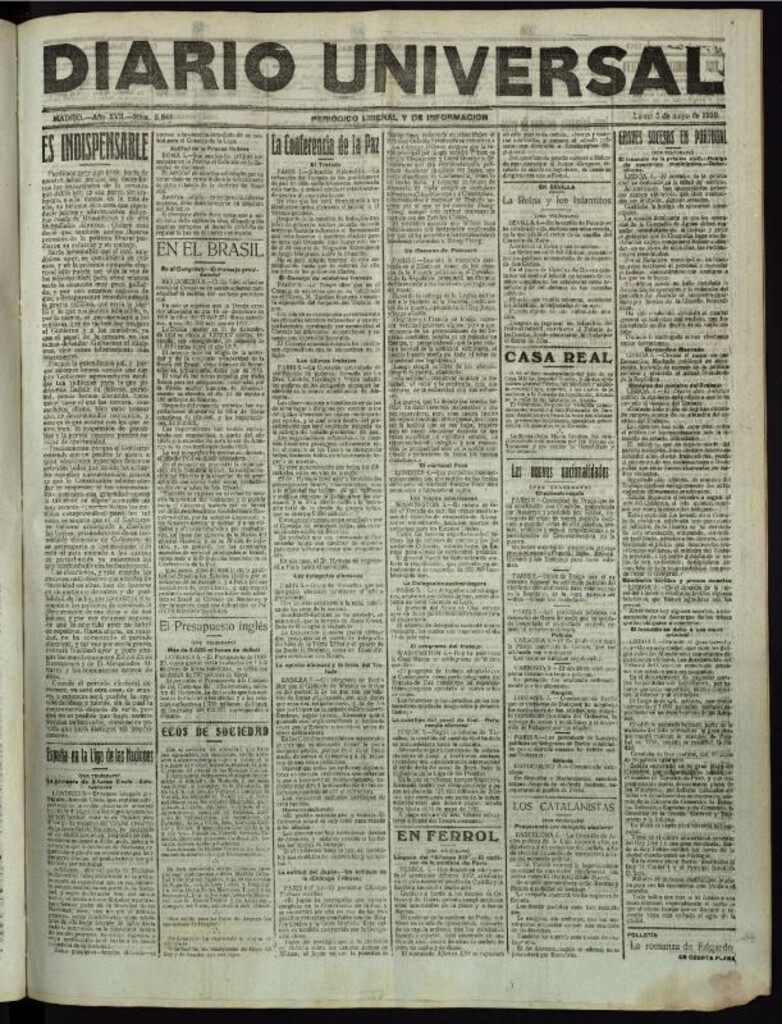 Miniatura de Diario Universal del 5 de mayo de 1919
