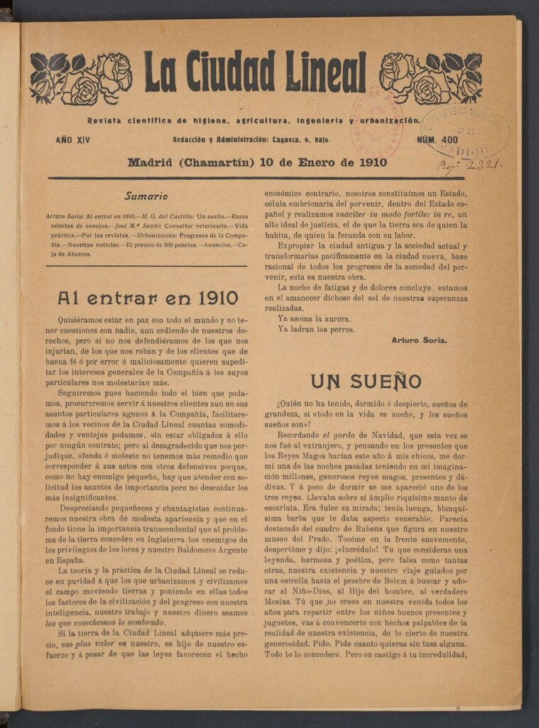 Miniatura de La Ciudad Lineal : órgano oficial de la Compañía Madrileña de Urbanización del 10 de enero de 1910