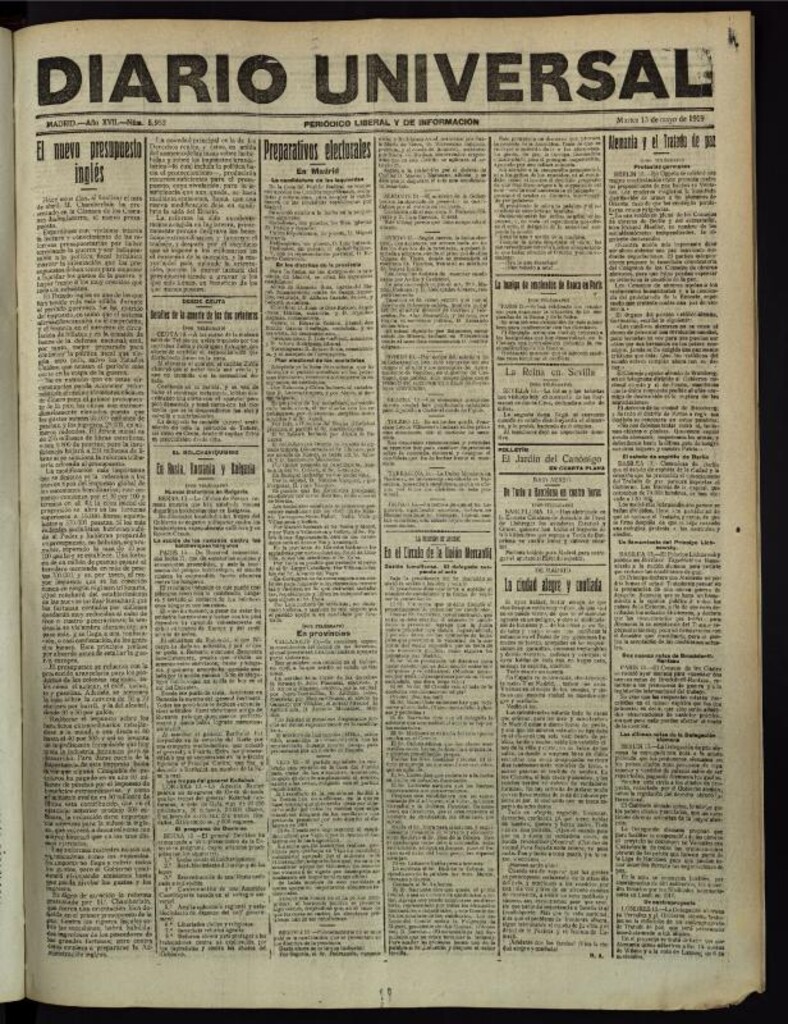 Miniatura de Diario Universal del 13 de mayo de 1919