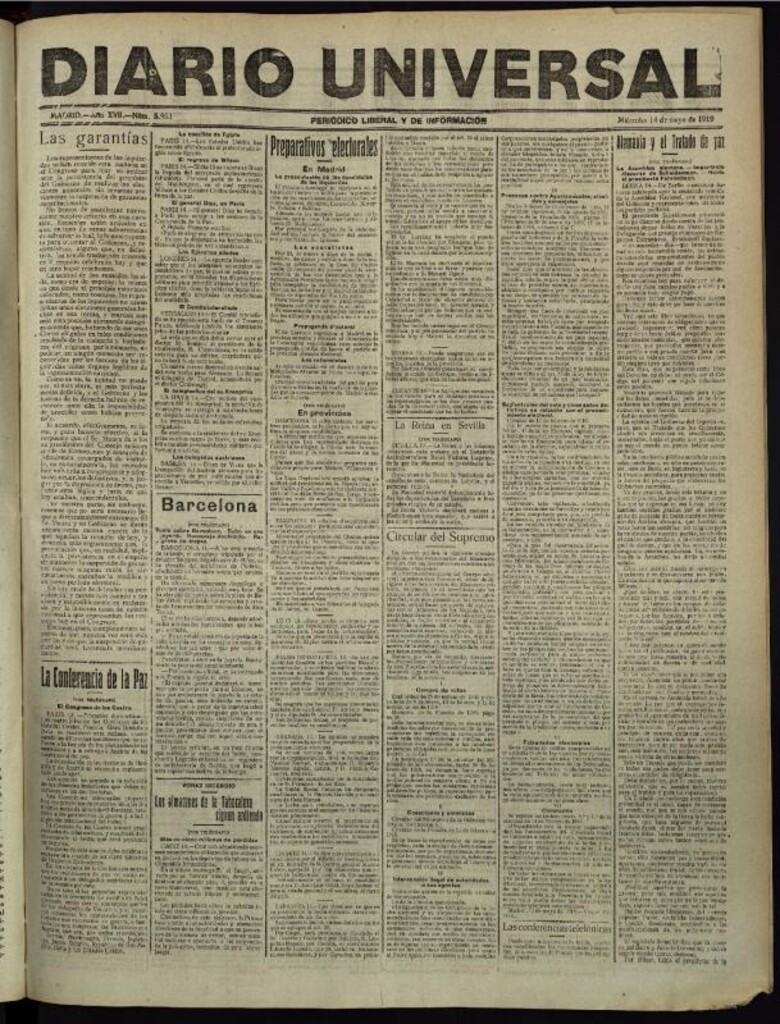 Miniatura de Diario Universal del 14 de mayo de 1919