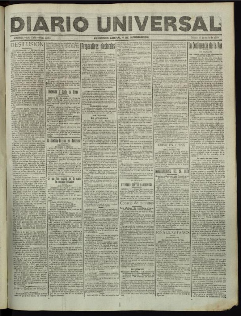 Miniatura de Diario Universal del 17 de mayo de 1919