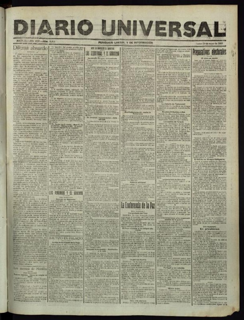 Miniatura de Diario Universal del 19 de mayo de 1919