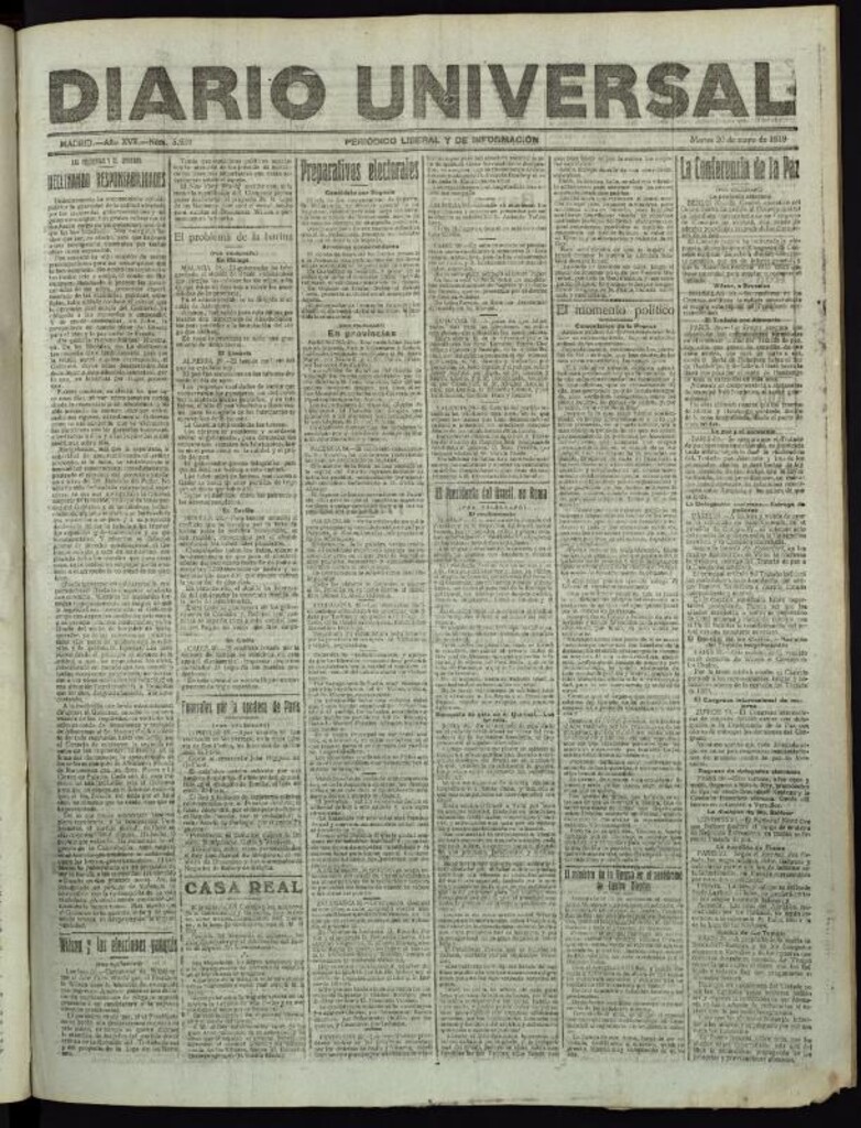 Miniatura de Diario Universal del 20 de mayo de 1919
