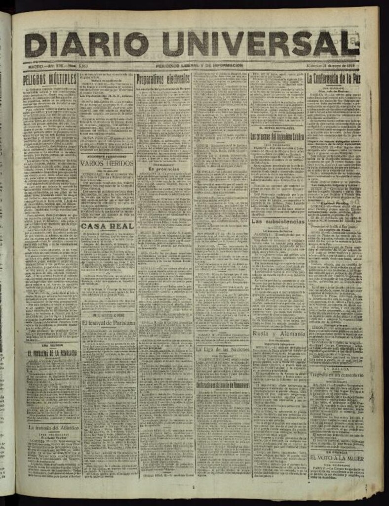 Miniatura de Diario Universal del 21 de mayo de 1919