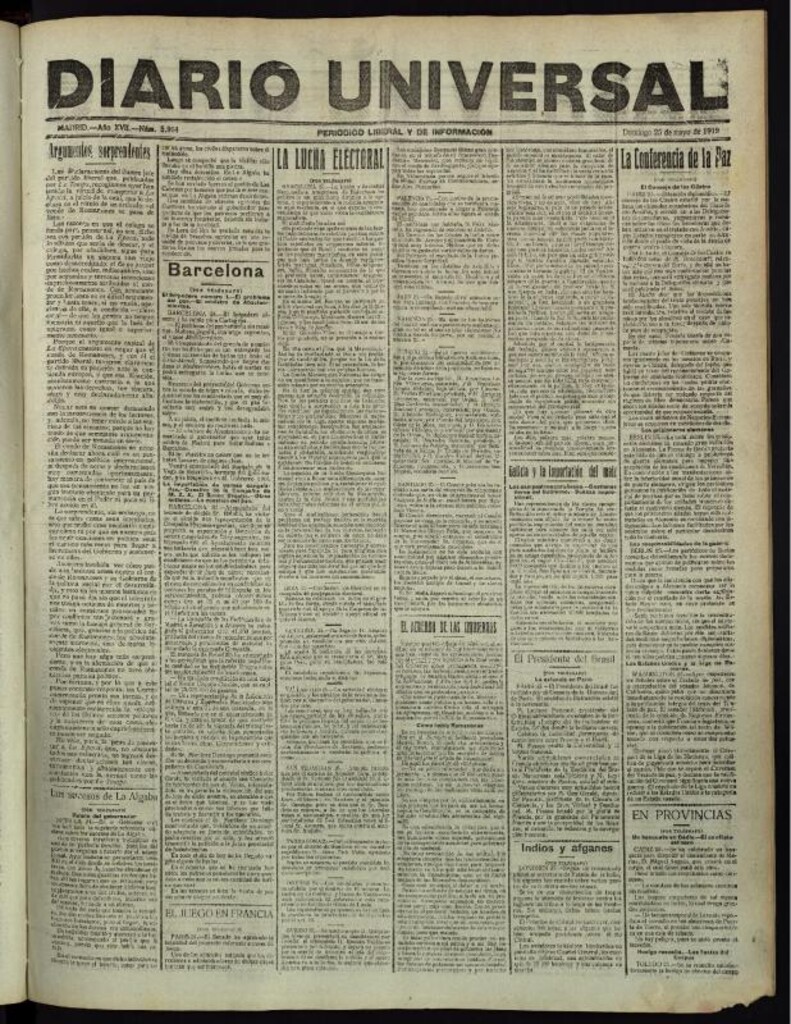 Miniatura de Diario Universal del 25 de mayo de 1919