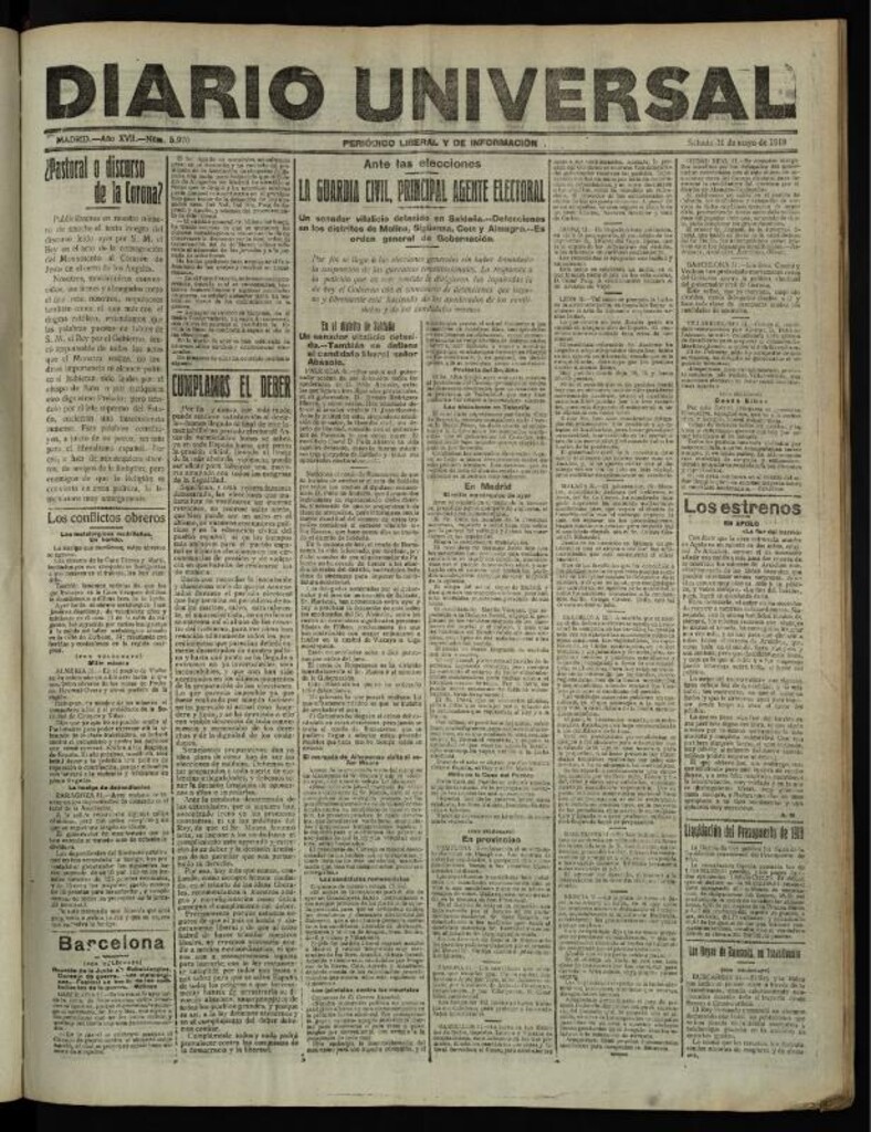 Miniatura de Diario Universal del 31 de mayo de 1919