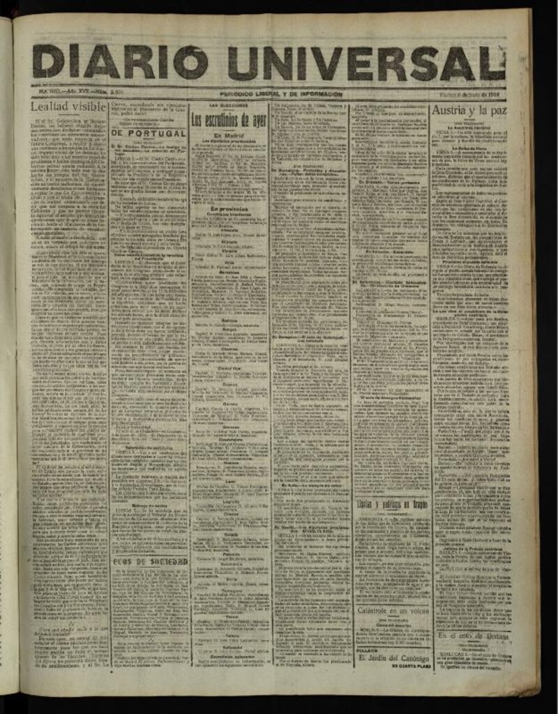 Miniatura de Diario Universal del 6 de junio de 1919