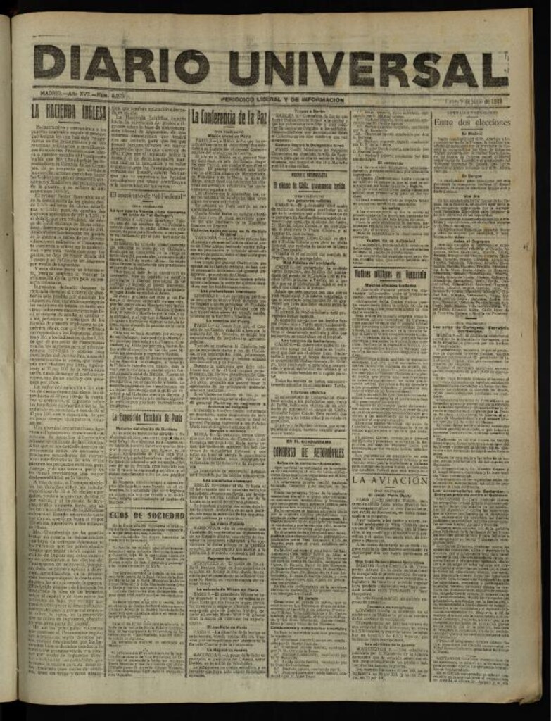 Miniatura de Diario Universal del 9 de junio de 1919