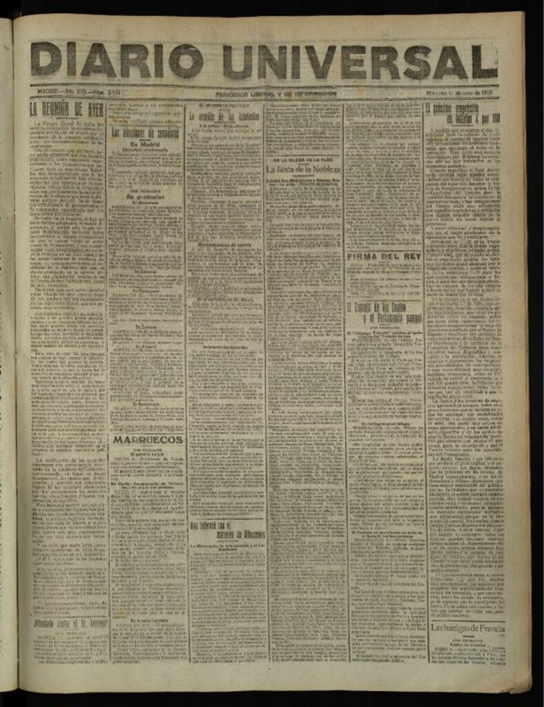 Miniatura de Diario Universal del 11 de junio de 1919