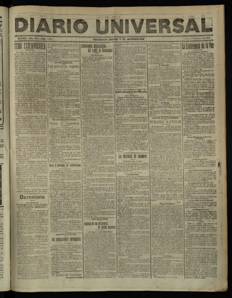 Miniatura de Diario Universal del 13 de junio de 1919