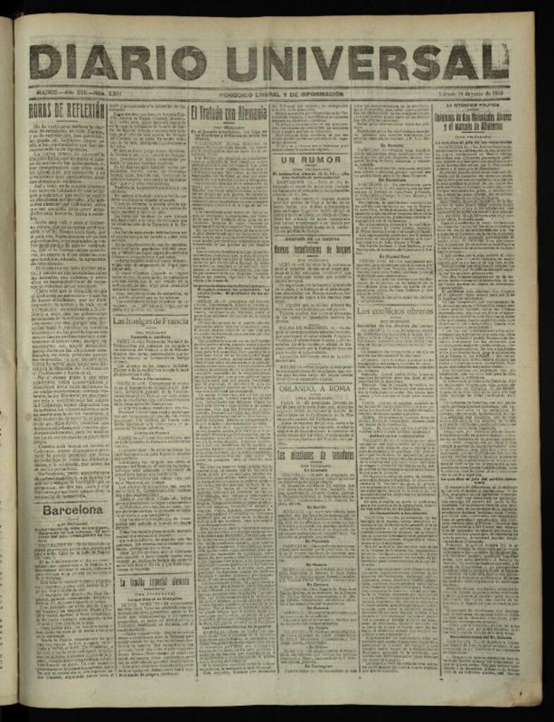 Miniatura de Diario Universal del 14 de junio de 1919