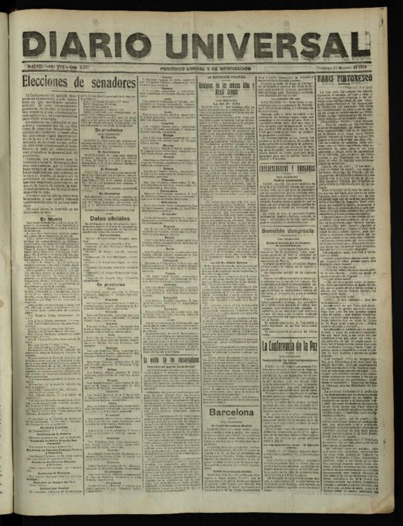 Miniatura de Diario Universal del 15 de junio de 1919