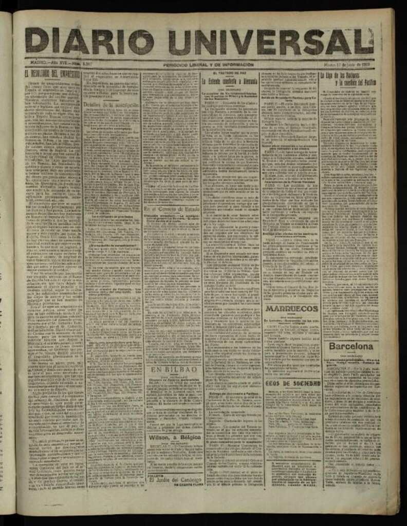 Miniatura de Diario Universal del 17 de junio de 1919