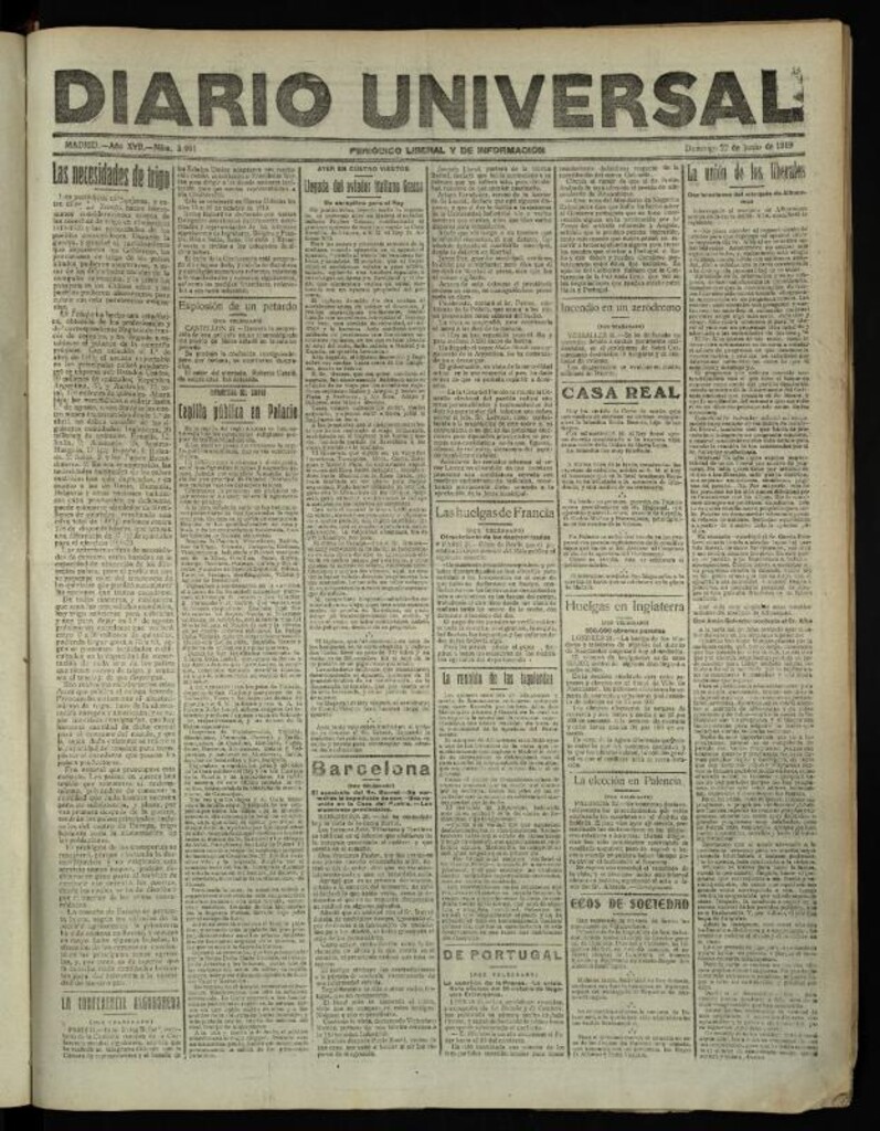 Miniatura de Diario Universal del 22 de junio de 1919