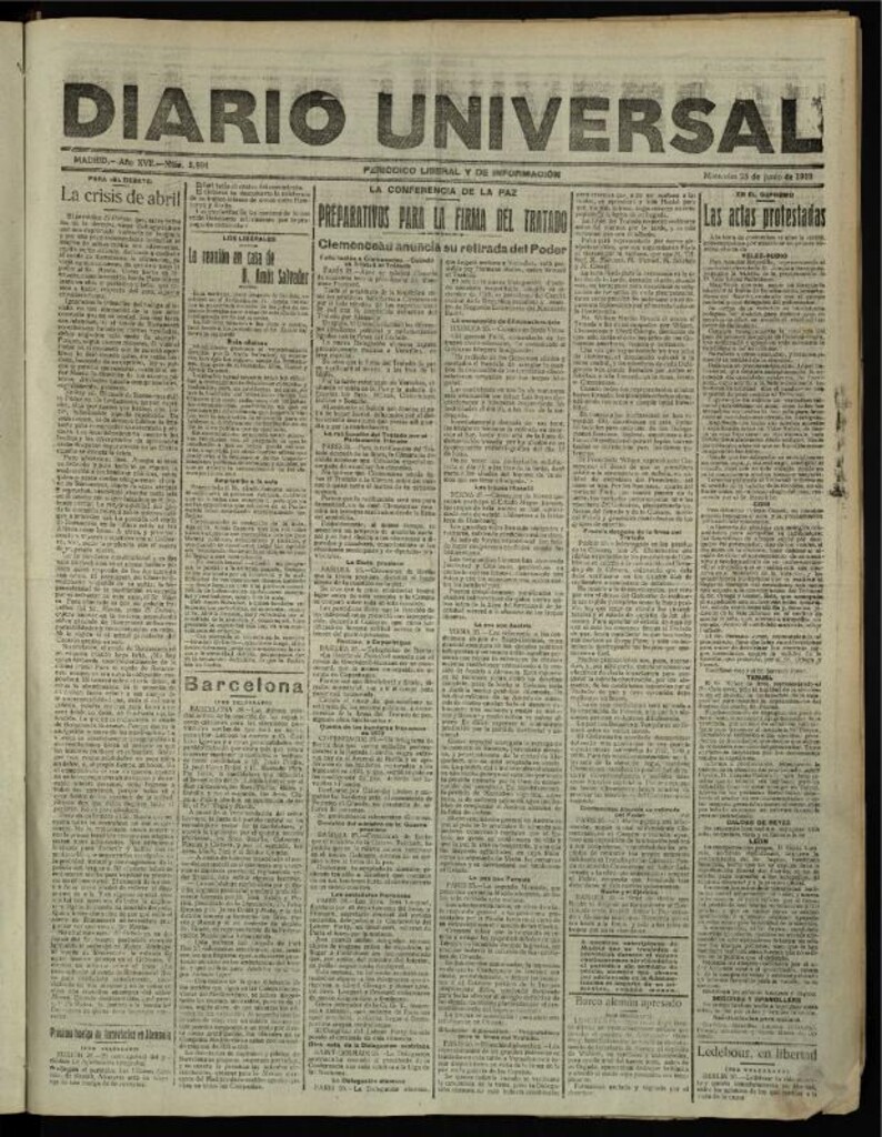 Miniatura de Diario Universal del 25 de junio de 1919