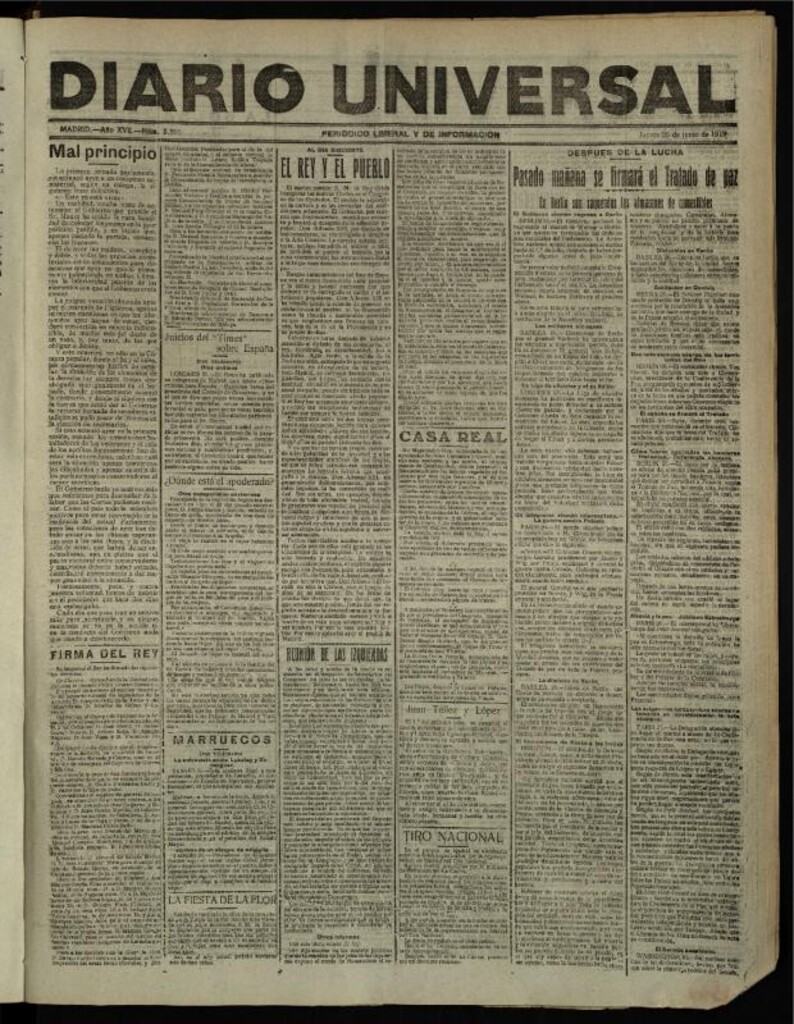 Miniatura de Diario Universal del 26 de junio de 1919