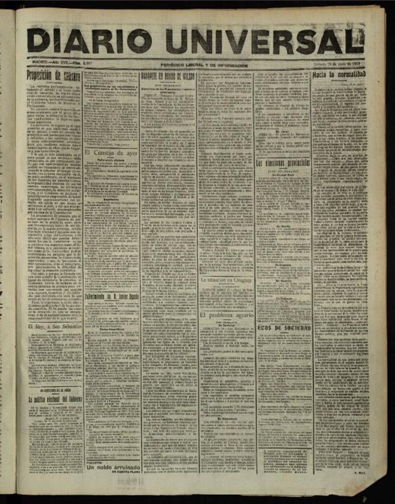 Miniatura de Diario Universal del 28 de junio de 1919
