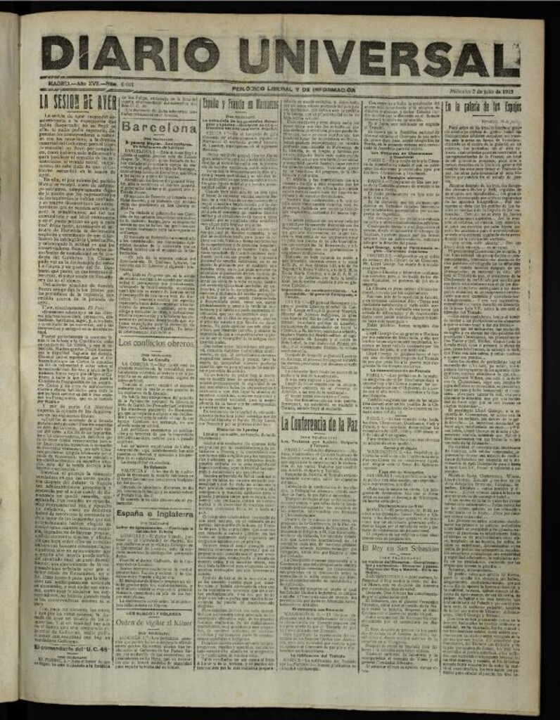 Miniatura de Diario Universal del 2 de julio de 1919