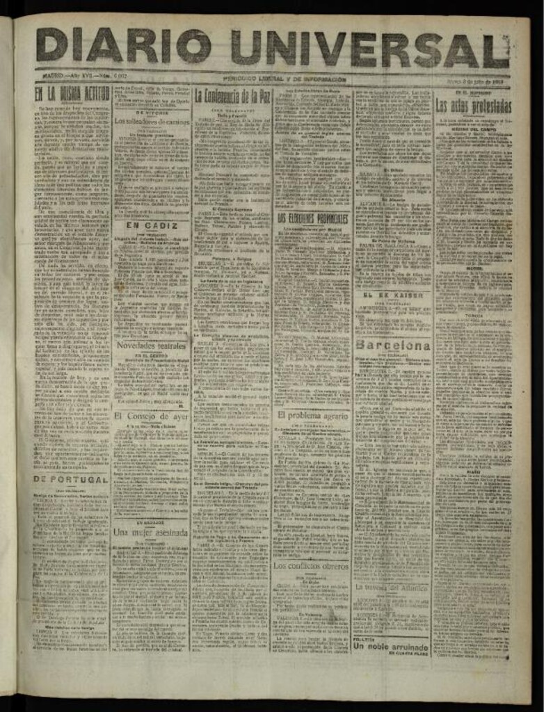 Miniatura de Diario Universal del 3 de julio de 1919