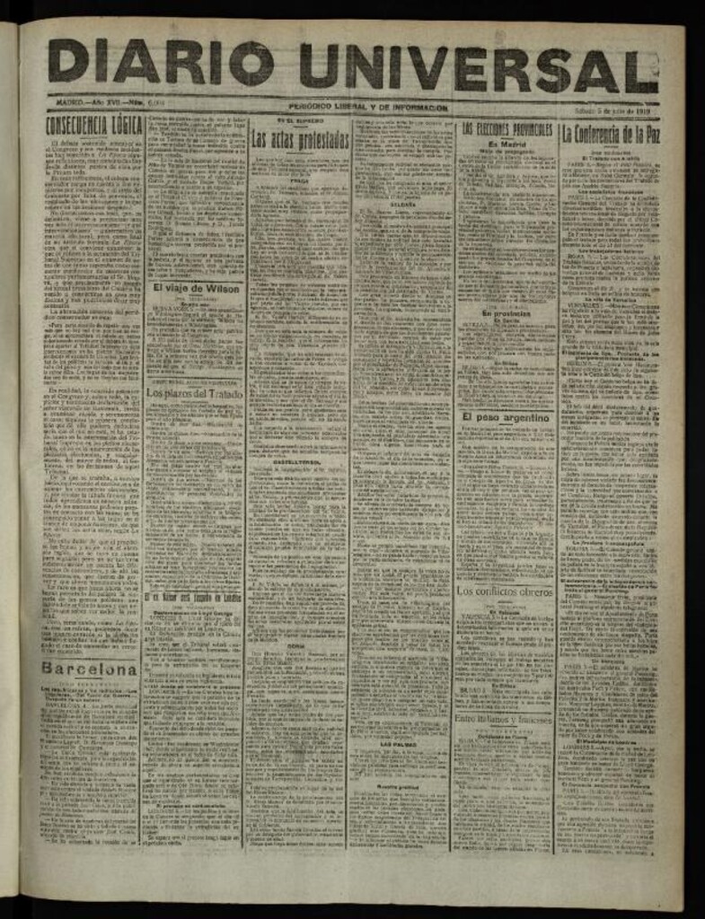 Miniatura de Diario Universal del 5 de julio de 1919