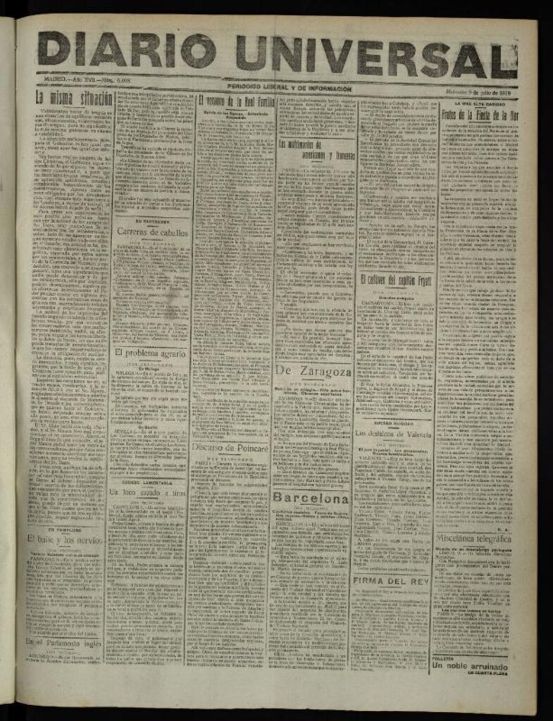 Miniatura de Diario Universal del 9 de julio de 1919