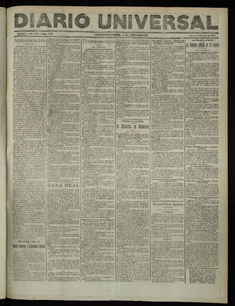 Miniatura de Diario Universal del 10 de julio de 1919