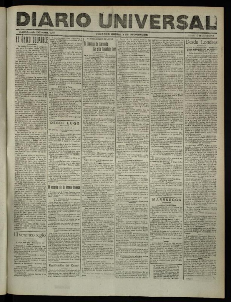 Miniatura de Diario Universal del 12 de julio de 1919