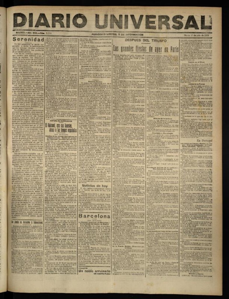 Miniatura de Diario Universal del 15 de julio de 1919