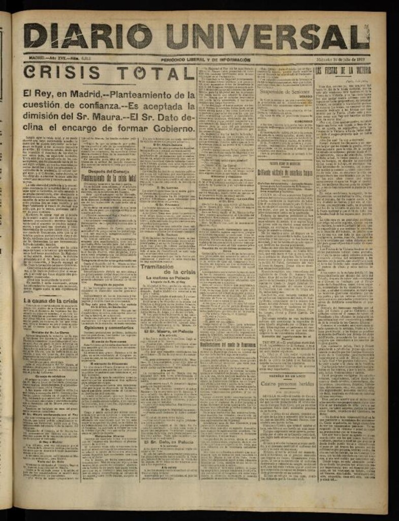Miniatura de Diario Universal del 16 de julio de 1919