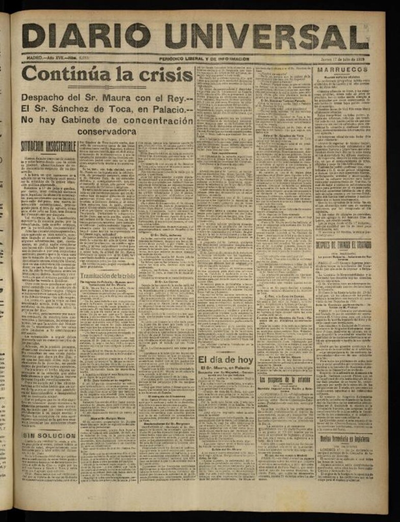 Miniatura de Diario Universal del 17 de julio de 1919