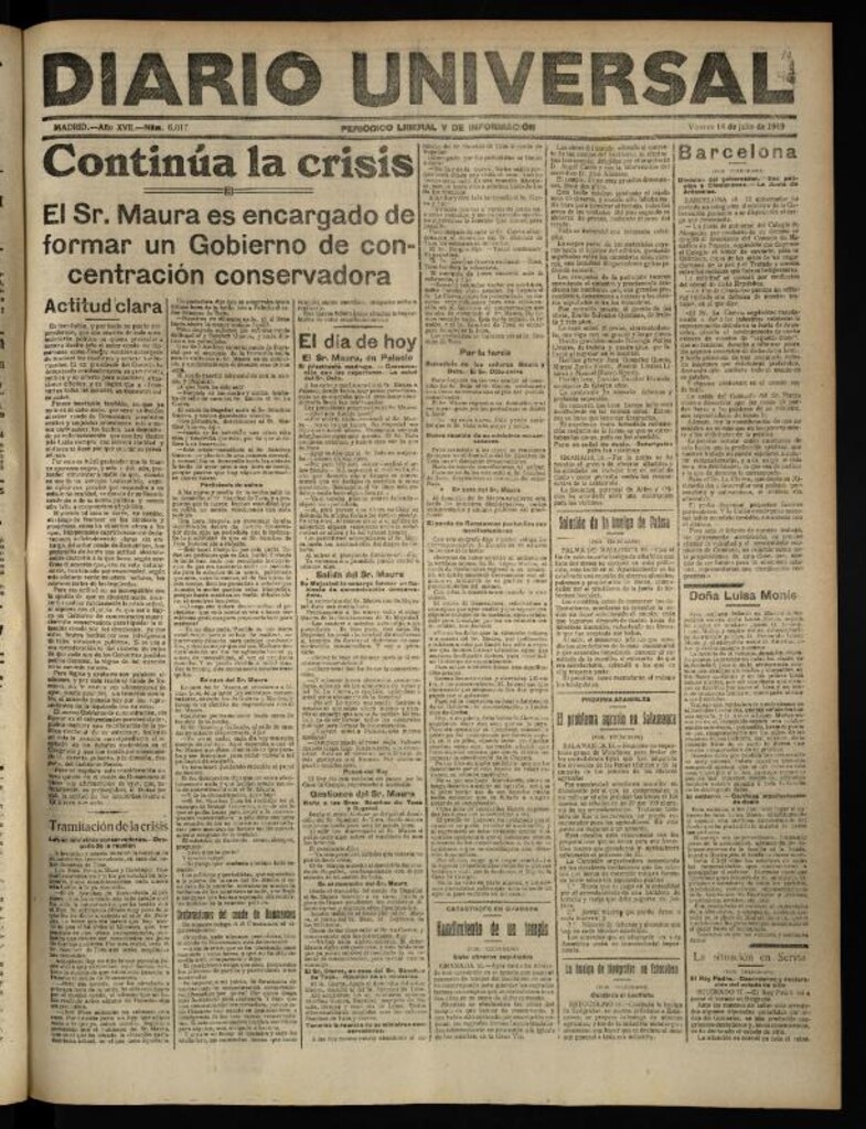 Miniatura de Diario Universal del 18 de julio de 1919
