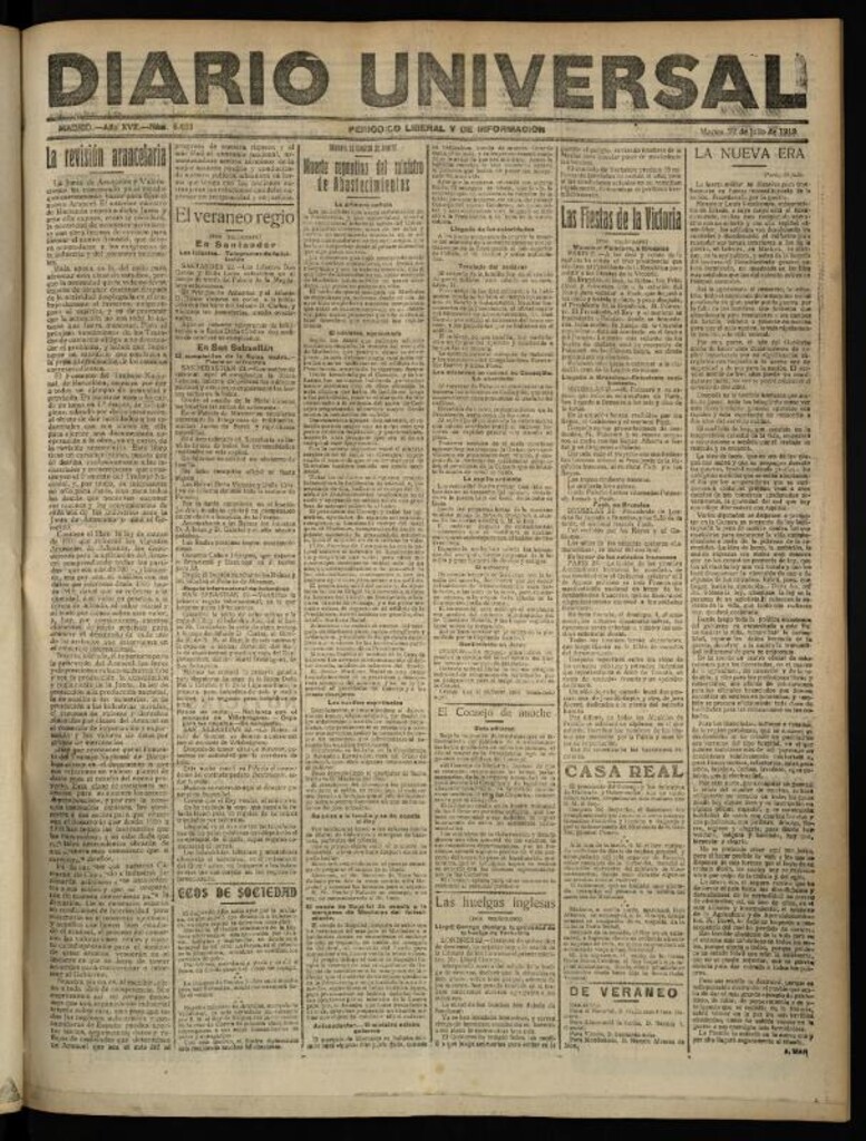 Miniatura de Diario Universal del 22 de julio de 1919