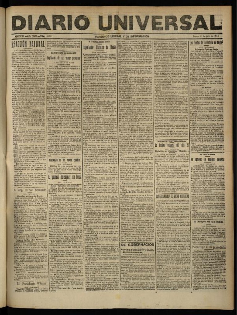 Miniatura de Diario Universal del 24 de julio de 1919