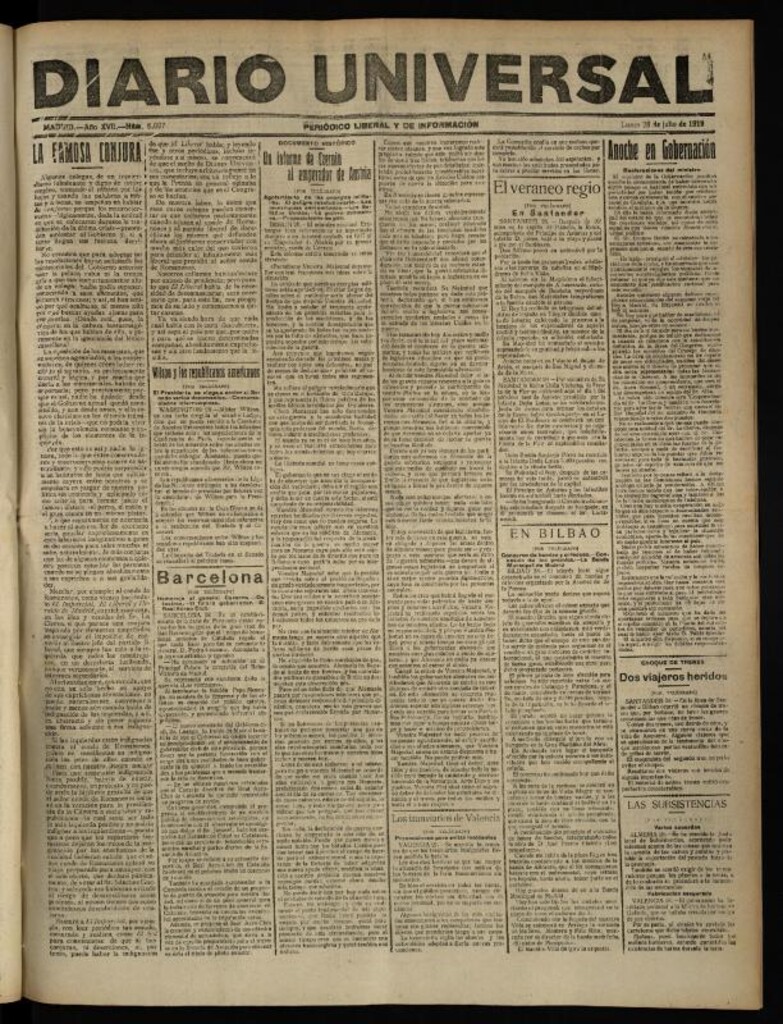 Miniatura de Diario Universal del 28 de julio de 1919