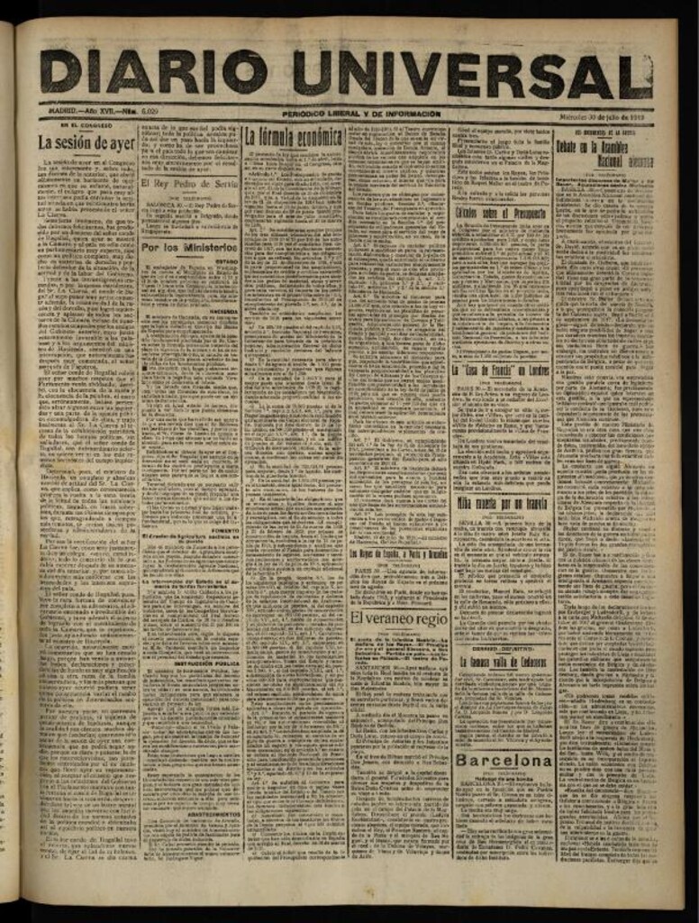 Miniatura de Diario Universal del 30 de julio de 1919