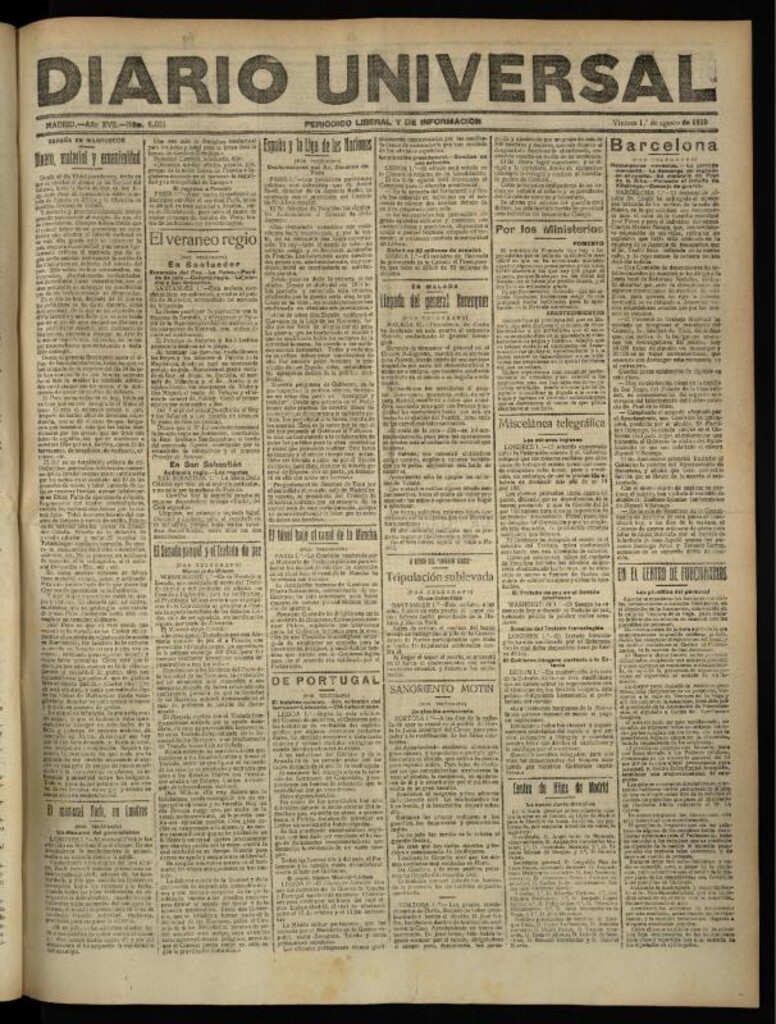 Miniatura de Diario Universal del 1 de agosto de 1919