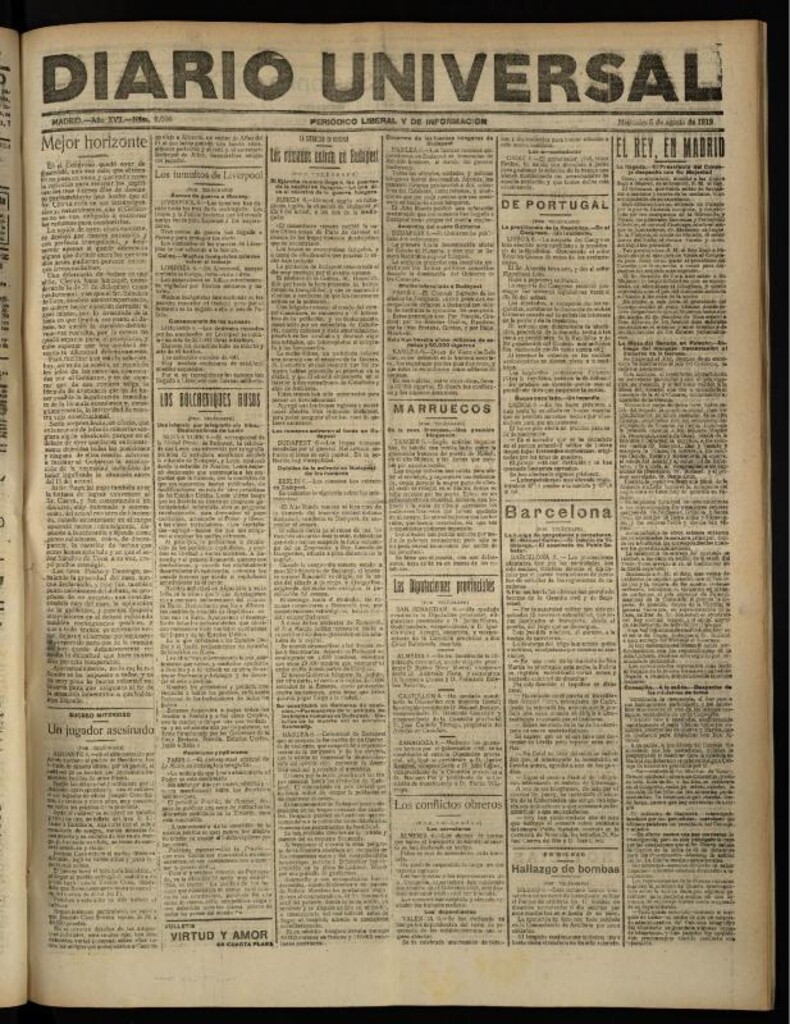 Miniatura de Diario Universal del 6 de agosto de 1919