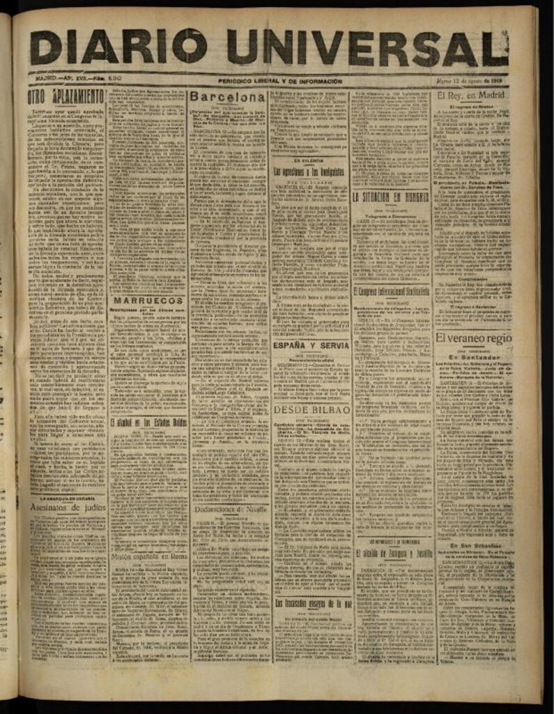 Miniatura de Diario Universal del 12 de agosto de 1919