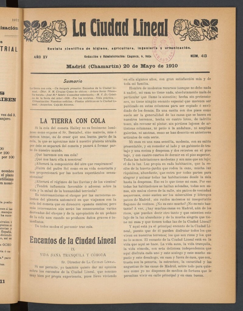 Miniatura de La Ciudad Lineal : órgano oficial de la Compañía Madrileña de Urbanización del 20 de mayo de 1910