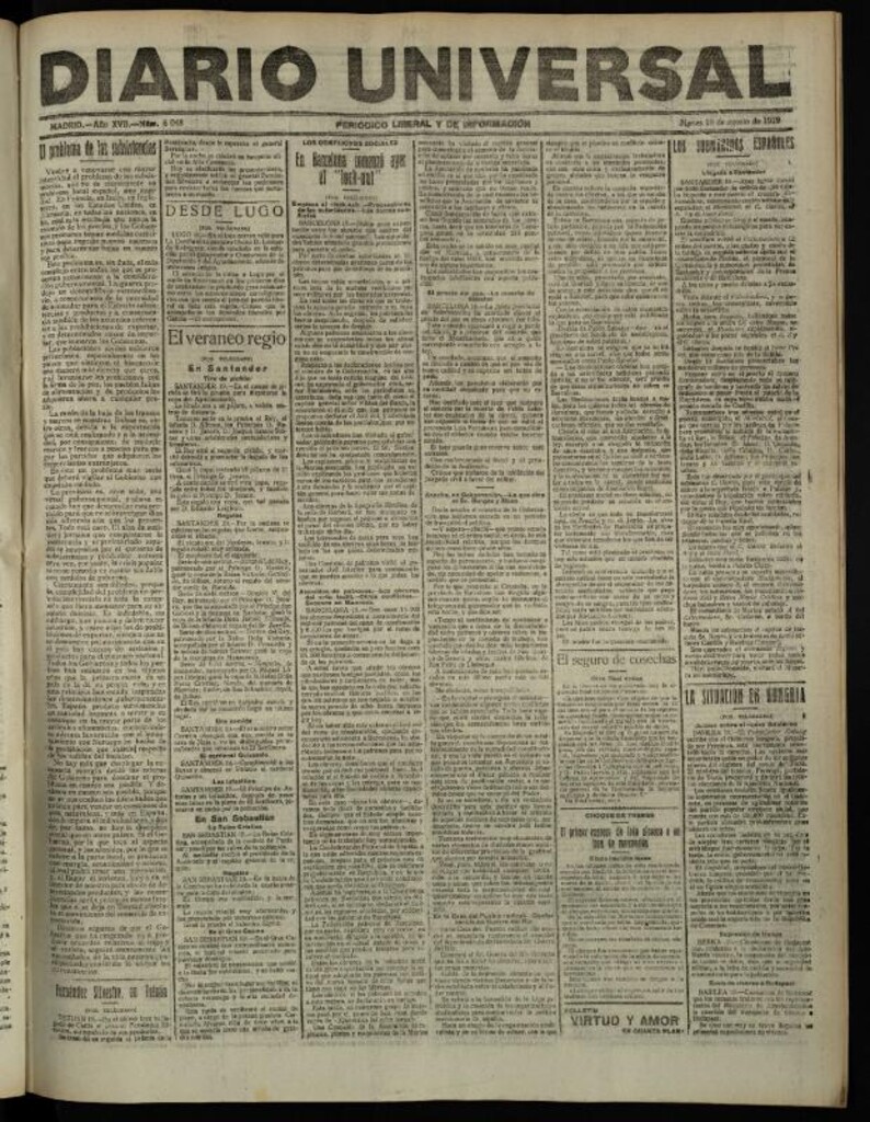 Miniatura de Diario Universal del 19 de agosto de 1919