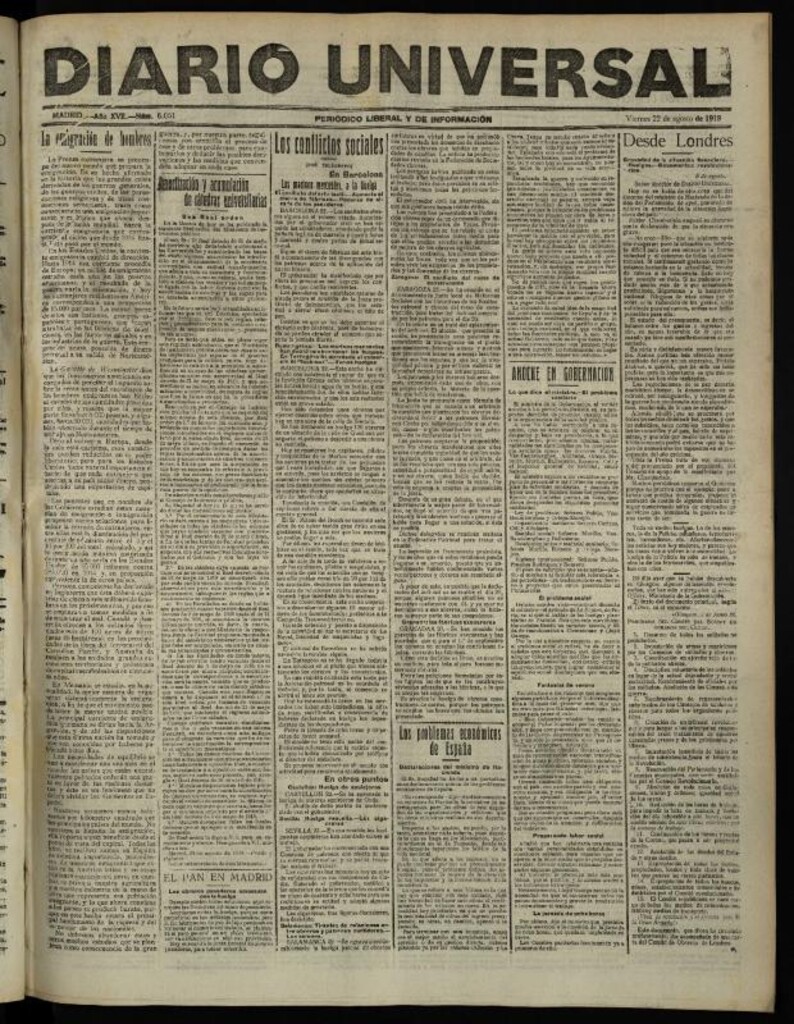 Miniatura de Diario Universal del 22 de agosto de 1919