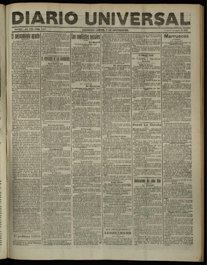 Miniatura de Diario Universal del 25 de agosto de 1919