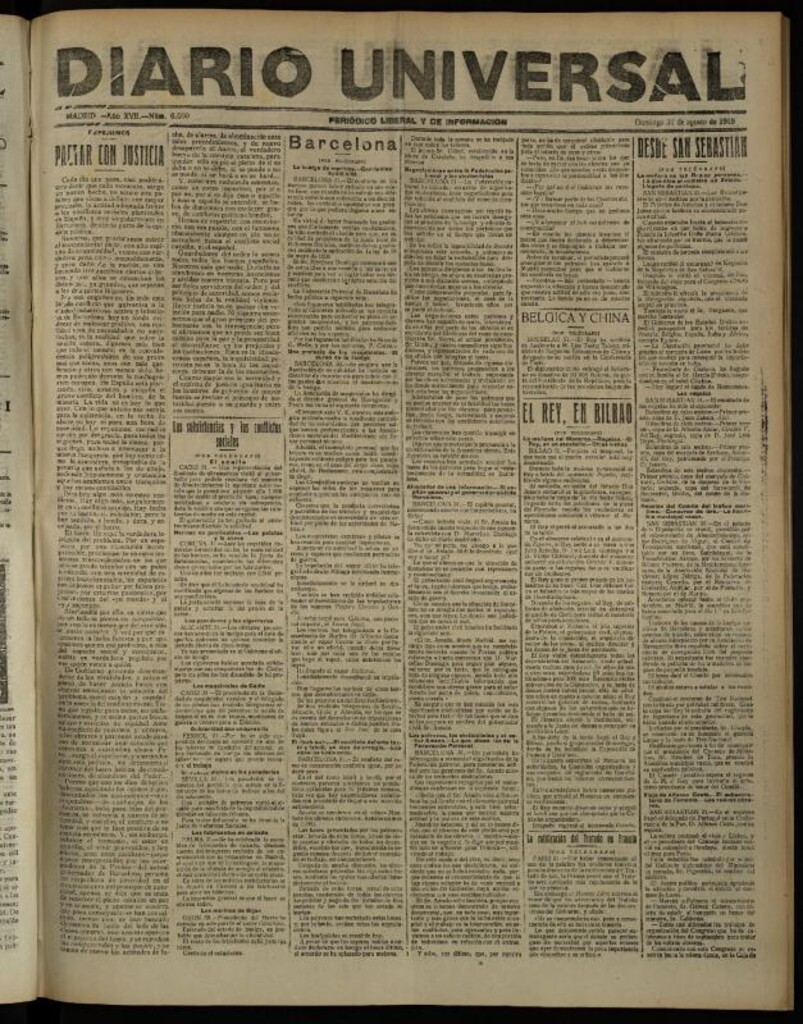 Miniatura de Diario Universal del 31 de agosto de 1919