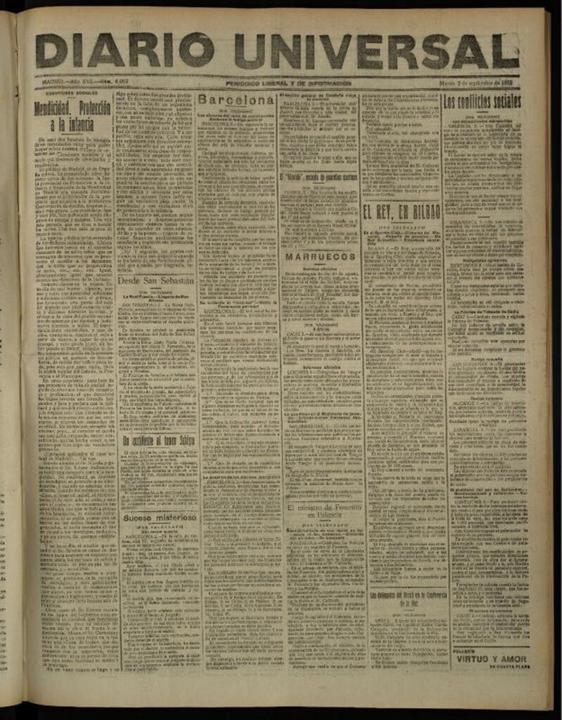 Miniatura de Diario Universal del 2 de septiembre de 1919