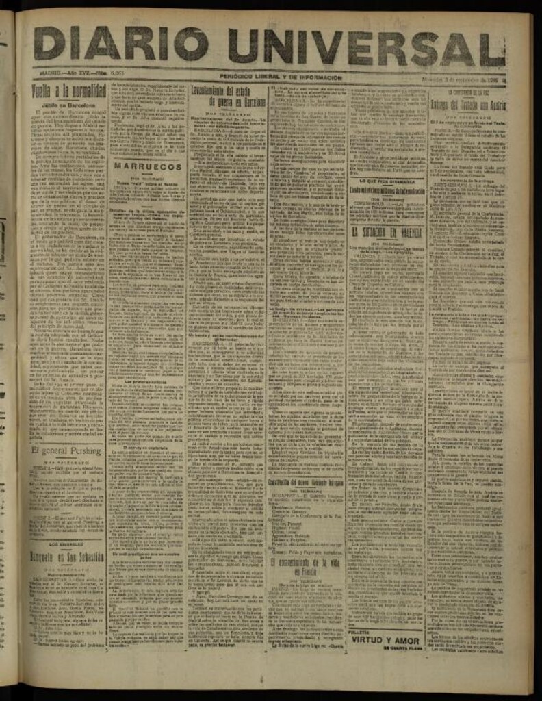Miniatura de Diario Universal del 3 de septiembre de 1919